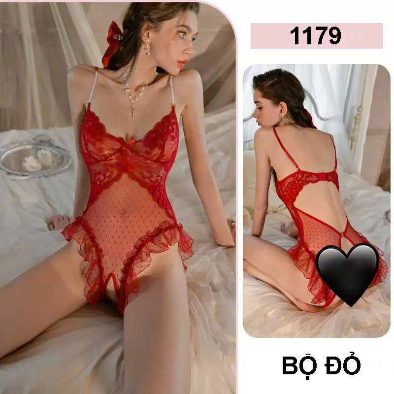 Desire Store, 1179 Váy ngủ liền thân - Bodysuit ren xẻ đáy sexy gợi cảm Hàng QC loại 1 cao cấp DESIRE - 1179 Đỏ, M (40-60kg) image 13 of 16