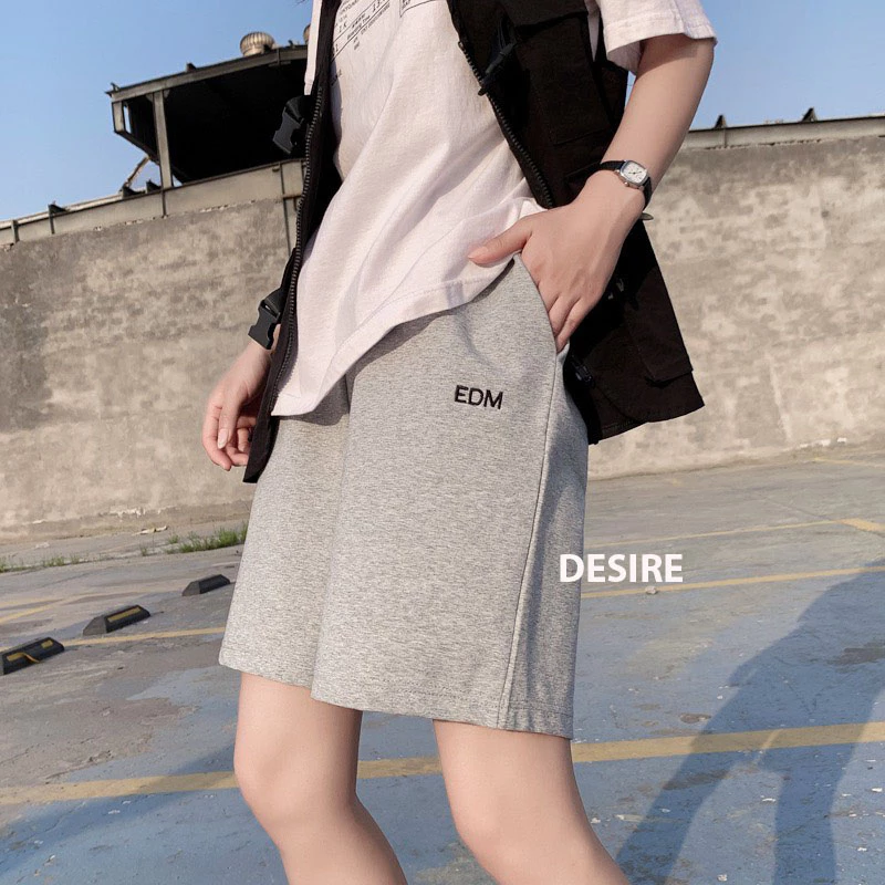Desire Store, Quần đùi quần short unisex EDM chất thun dày mịn mát DESIRE QN-06 - Xám, L image 10 of 11