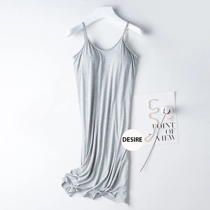 Desire Store, Váy đầm hai dây dáng dài sợi Vicose mềm mịn có đệm mút ngực DESIRE VN-077 - Xám, M image 12 of 13