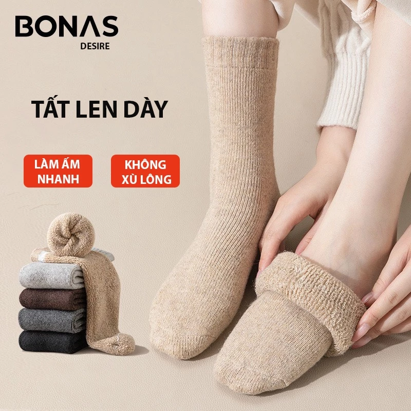 Desire Store, Tất len dày siêu ấm chính hãng BONAS Style Nhật Bản phong cách đơn giản sang trọng MW-1884 image 1 of 14