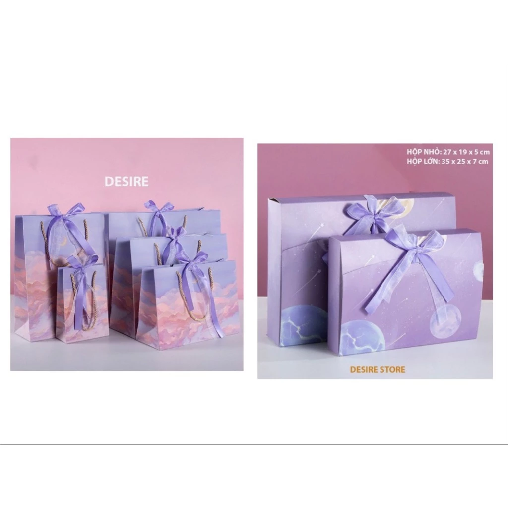 Desire Store, Hộp quà sang trọng hoạ tiết tranh sơn dầu hình chữ nhật hộp quà thắt nơ lụa túi quà - Hộp quà 2+ túigiấy 1, 35 x 25 x 7 CM image 18 of 19