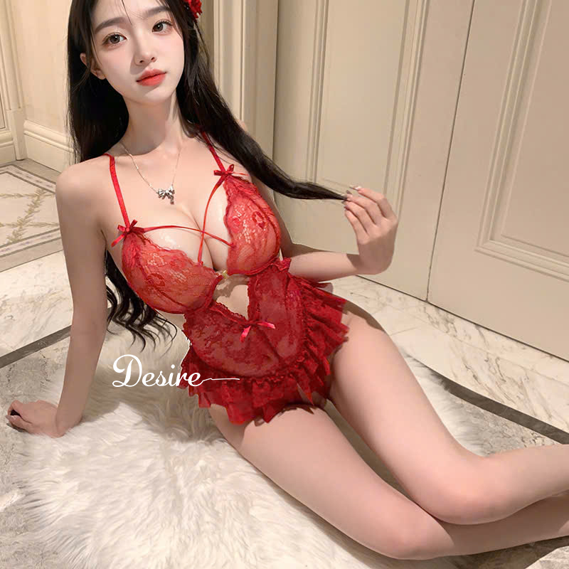 Desire Store, Bộ váy ngủ liền thân - Bodysuit ren sexy sẽ đáy gợi cảm DESIRE VN-1114-1 - Đỏ image 12 of 16