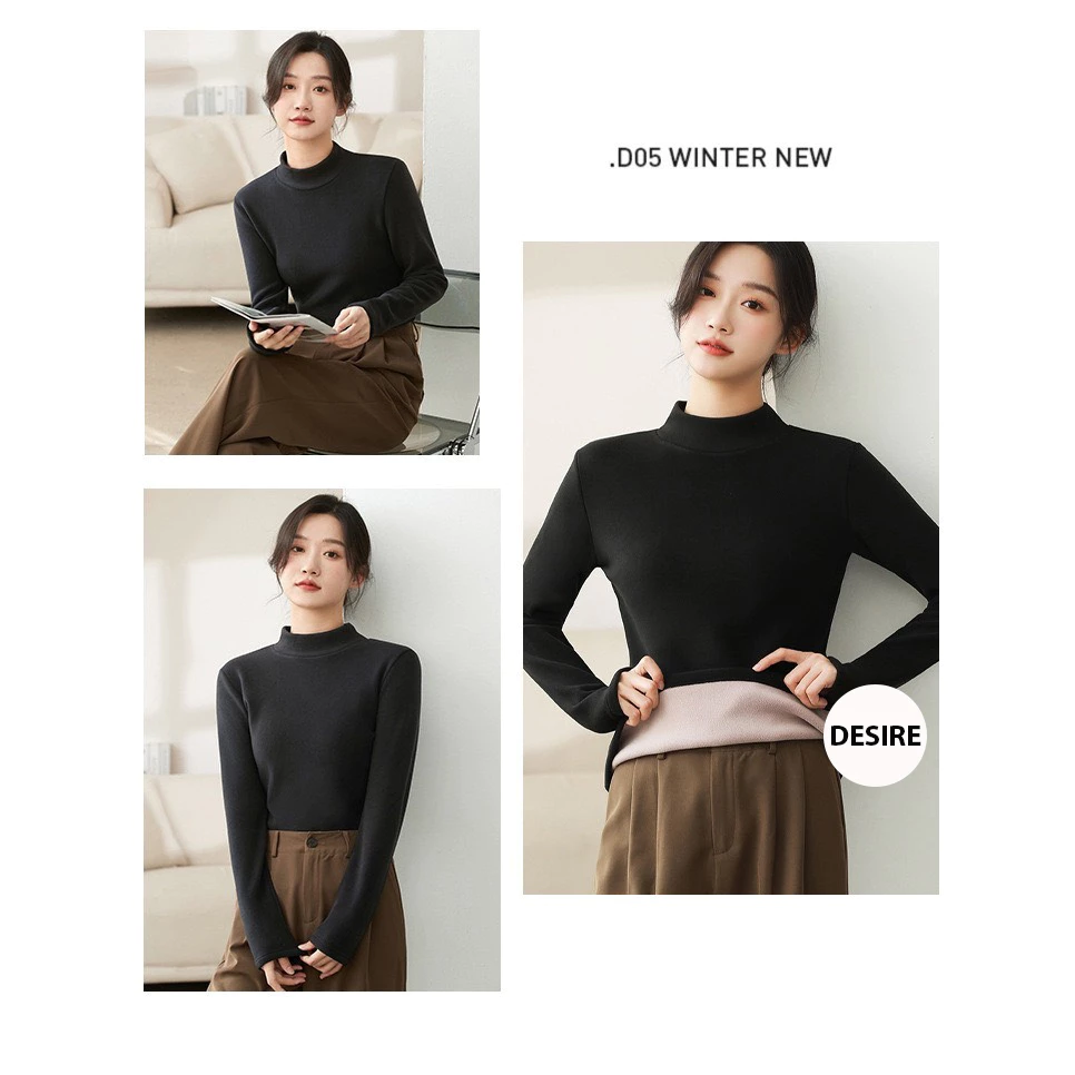 Desire Store, Áo cổ lọ chất Nhung lót lông cừu Đức dày cổ áo 4 phân giữ nhiệt mùa đông ấm áp DESIRE H2168 image 7 of 11