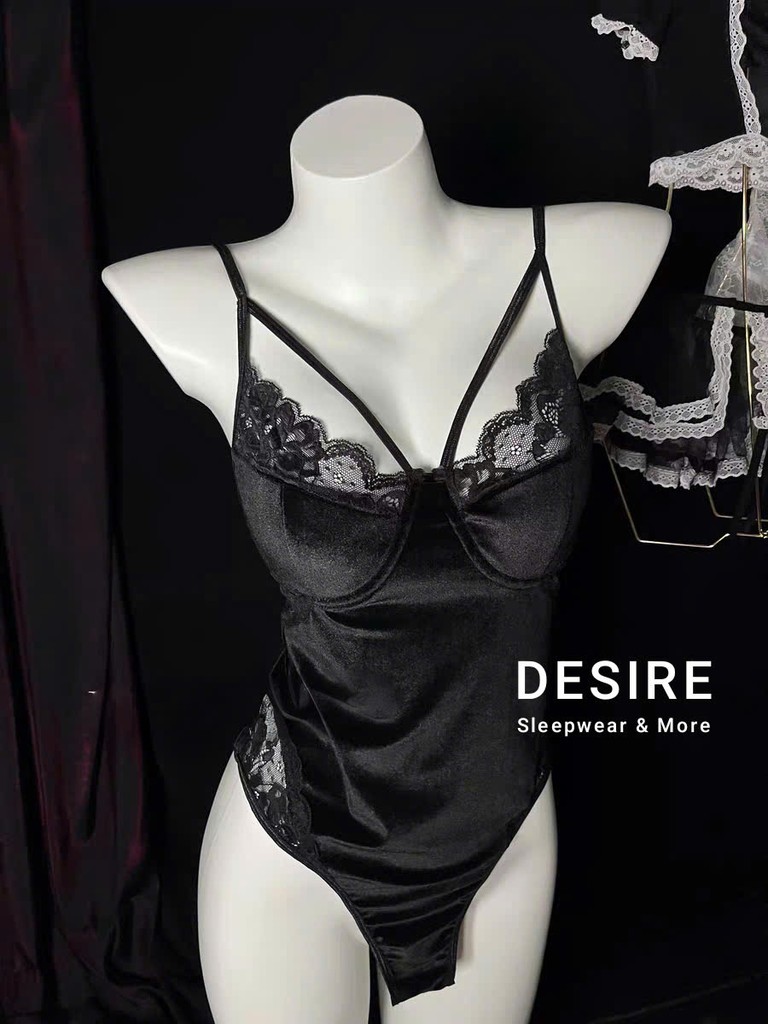 Desire Store, Bộ đồ ngủ Cosplay CÔ NÀNG THỎ ĐEN HUYỀN BÍ đầm ngủ nhung sexy gợi cảm DESIRE VN-604 image 5 of 8