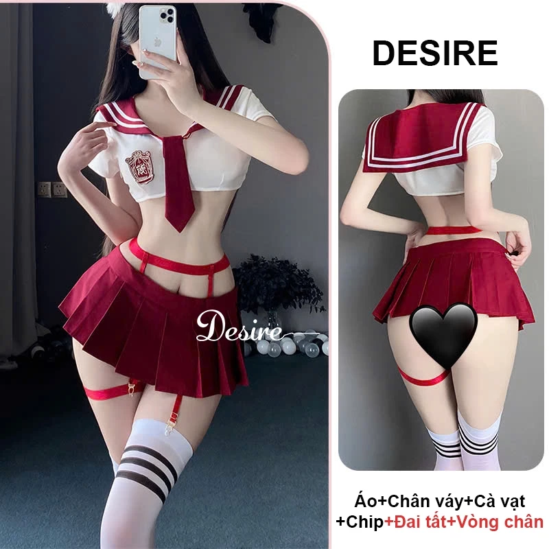 Desire Store, Váy ngủ cosplay CÔ NỮ SINH QUYẾN RŨ gợi cảm sexy DESIRE VN-1089 - Set cơ bản, Free Size 40-60kg image 6 of 7