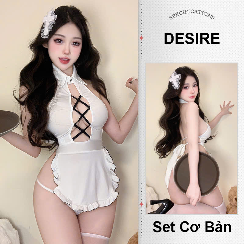 Desire Store, Váy ngủ Cosplay cô hầu gái phong cách nhẹ nhàng nữ tính quyến rũ DESIRE VN-2151 - Set Cơ Bản, 2XL image 8 of 9