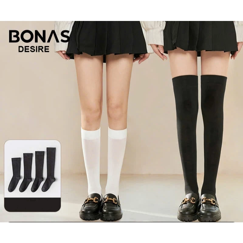 Desire Store, Tất thun len nữ chính hãng BONAS Style Nhật Bản chất đẹp cao cấp phong cách đơn giản sang trọng DS-3336 image 1 of 17