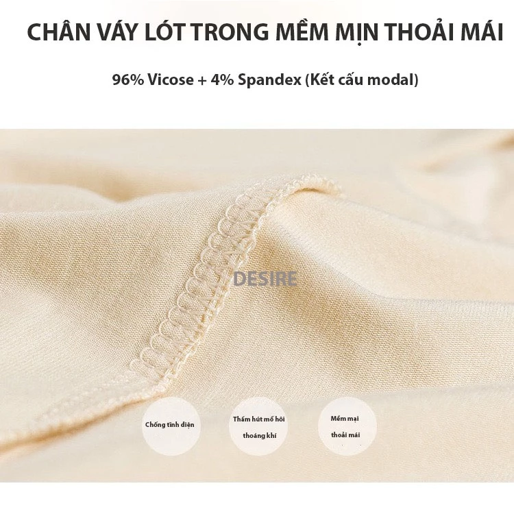Desire Store, Chân Váy lót thun modal  (gỗ sồi) dáng xòe rộng thoải mái - Chân váy mặc lót thun mịn mát Desire VN-064-2 image 6 of 24
