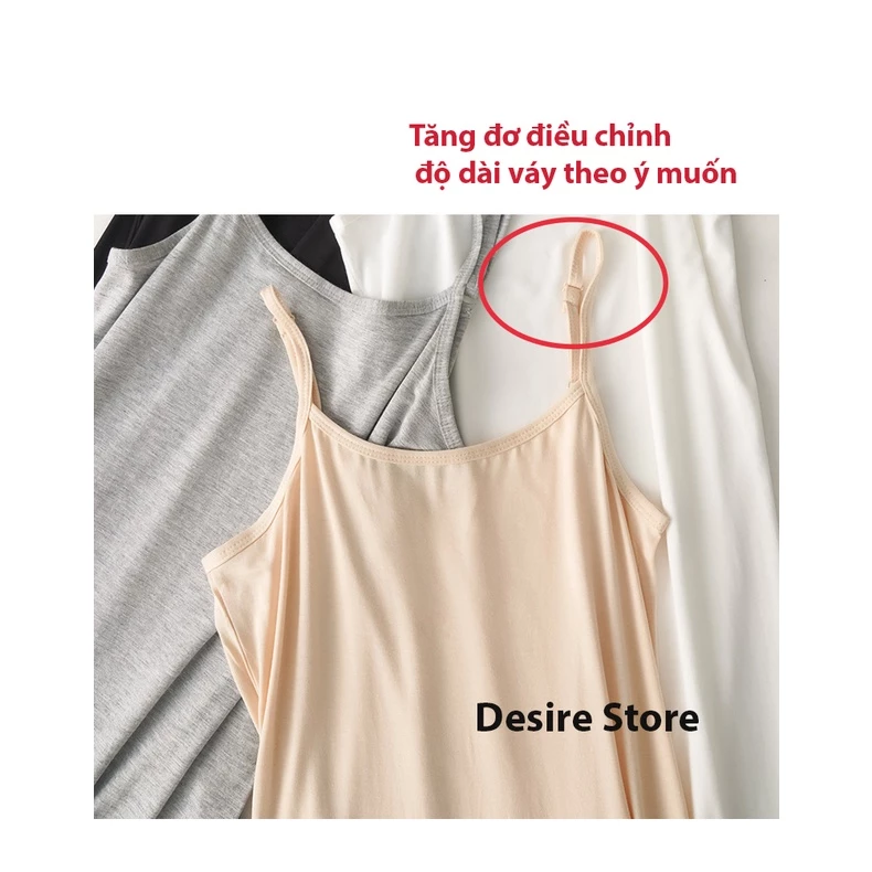Desire Store, Váy hai dây Váy mặc lót chất thun modal (Gỗ sồi) dáng ôm body cổ ngang có TĂNG ĐƠ điều chỉnh DESIRE VN-062 image 8 of 30