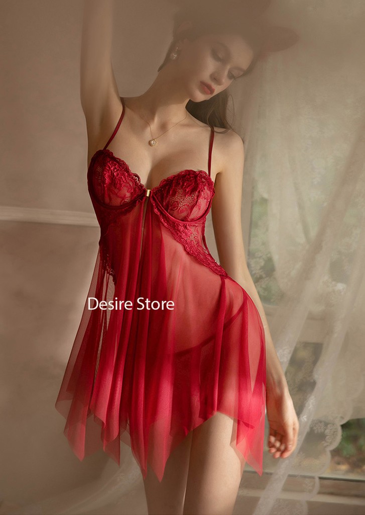 Desire Store, Váy ngủ hai dây ren cài trước có gọng kèm chip gợi cảm sexy VN-8267 image 4 of 18