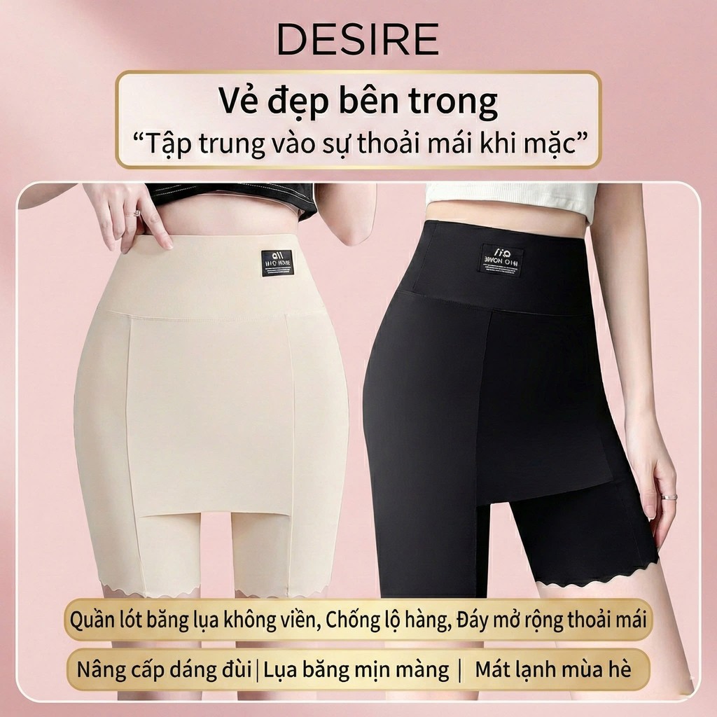 Desire Store, Quần Đùi Mặc Váy bảo hộ MYC HOME Chính hãng Vạt Chống lộ SU LỤA Không đường viền 40cm Cạp Cao Quần lót bảo hộ QL-023 image 4 of 18