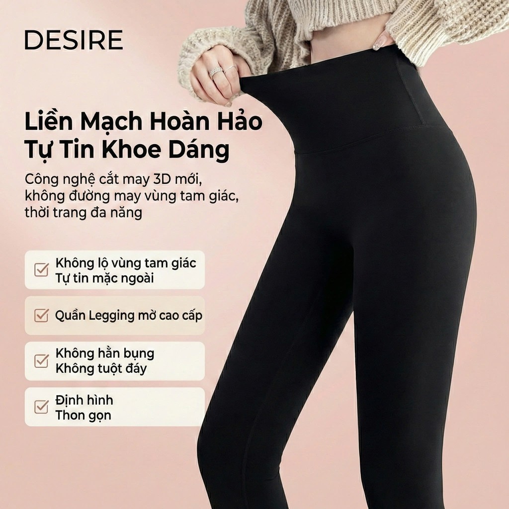 Desire Store, Quần legging cạp cap giữ nhiệt lót nỉ bông dày phong cách năng động thể thao Heitag Cá mập QGN-9113 image 6 of 14