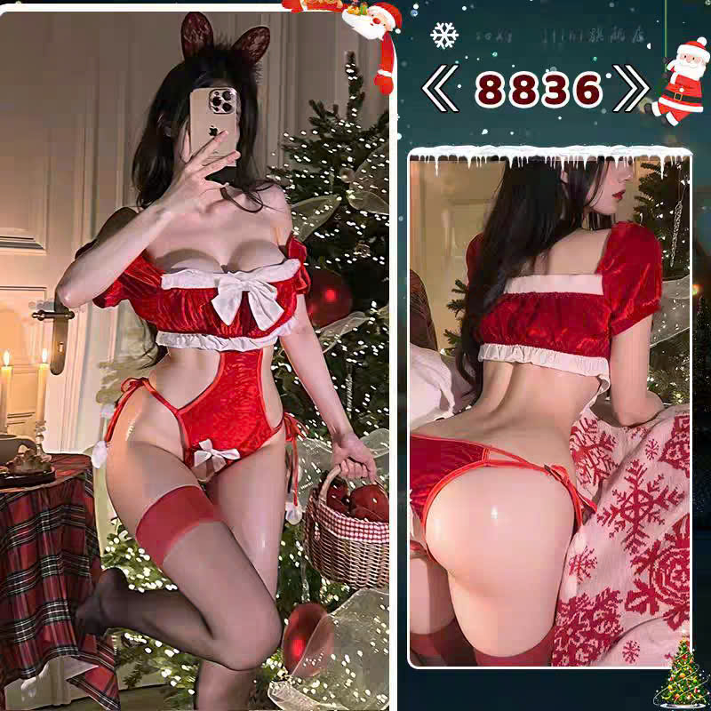 Desire Store, Bộ đồ lót liền thân nhung mềm Cosplay Giáng sinh Noel quyến rũ DESIRE VN-8836 image 6 of 9
