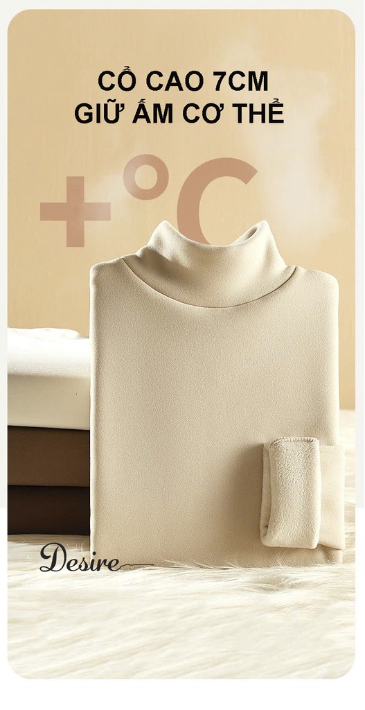 Desire Store, Áo cổ lọ giữ nhiệt mùa đông Dày lót Lông Cừu mềm mịn DESIRE K-801 image 1 of 13