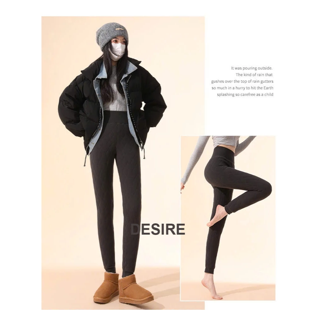 Desire Store, Quần legging lưng cao lót lông cừu dày nhung mịn giữ nhiệt mùa đông ấm áp định hình dáng QGN-9134-1 image 7 of 12