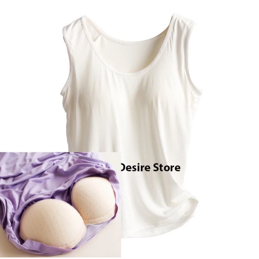 Desire Store, Áo ba lỗ sát nách kèm mút đệm ngực thun Vicose cao cấp A2011 - Trắng Mút Thông Hơi, XL image 16 of 17