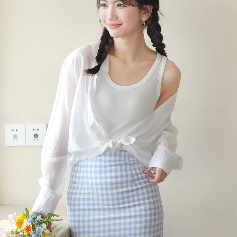 Desire Store, Áo ba lỗ dáng ôm vải mềm thoáng khí áo sát nách DESIRE AN-04 - Trắng, L image 10 of 12