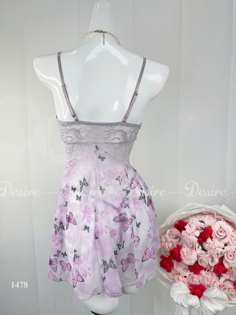 Desire Store, Váy Ngủ Hai Dây Phối Ren Thắt Nơ Dáng A Tà Bèo Ngọt Ngào DESIRE - 1478 (Sweet A-Line Camisole Nightdress with Lace, Bow Detail, and Ruffled Hem DESIRE - 1478) image 3 of 7