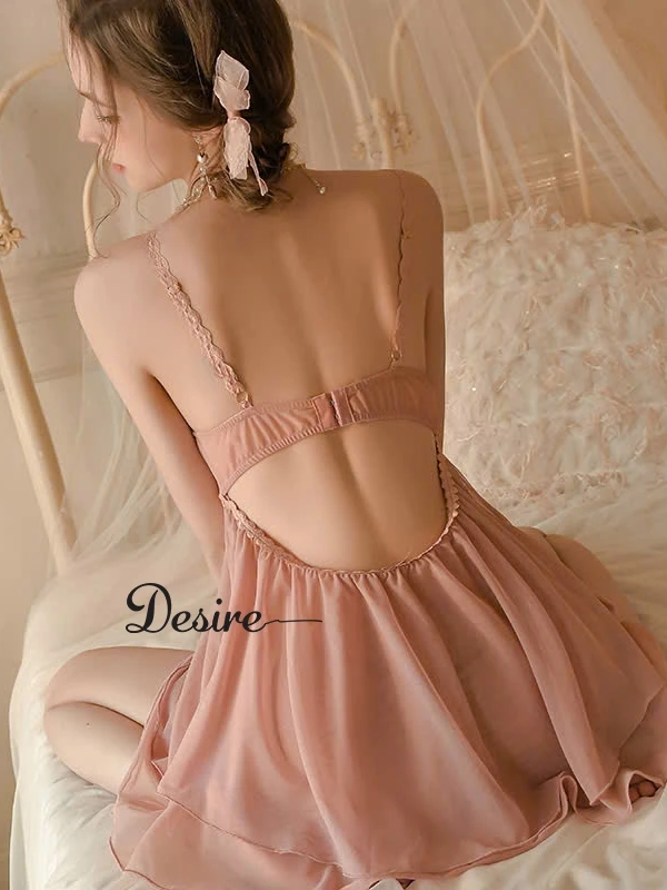 Desire Store, Váy ngủ Đầm ngủ hai dây kèm chip phối ren gợi cảm DESIRE VN-2063 image 3 of 11