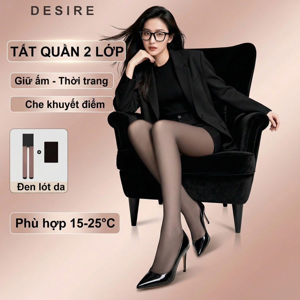 Desire Store, Tất quần đen lót da 120G dày hai lớp lót nỉ giữ ấm che khuyết điểm định hình dáng CHÍNH HÃNG BONAS T-014 image 2 of 15