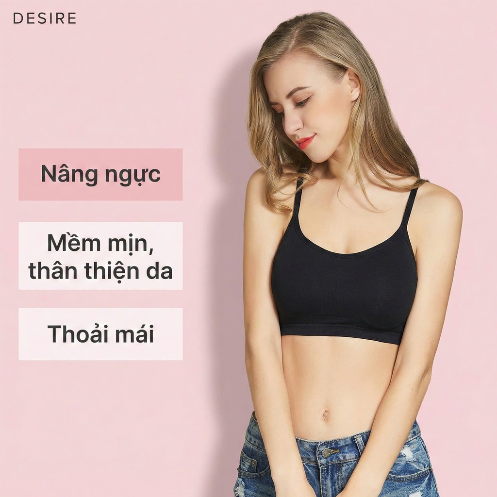 Desire Store, Áo lót bra bản to mút mỏng không gọng mềm mại mát thấm mồ hôi ANN-0017-1 image 3 of 31