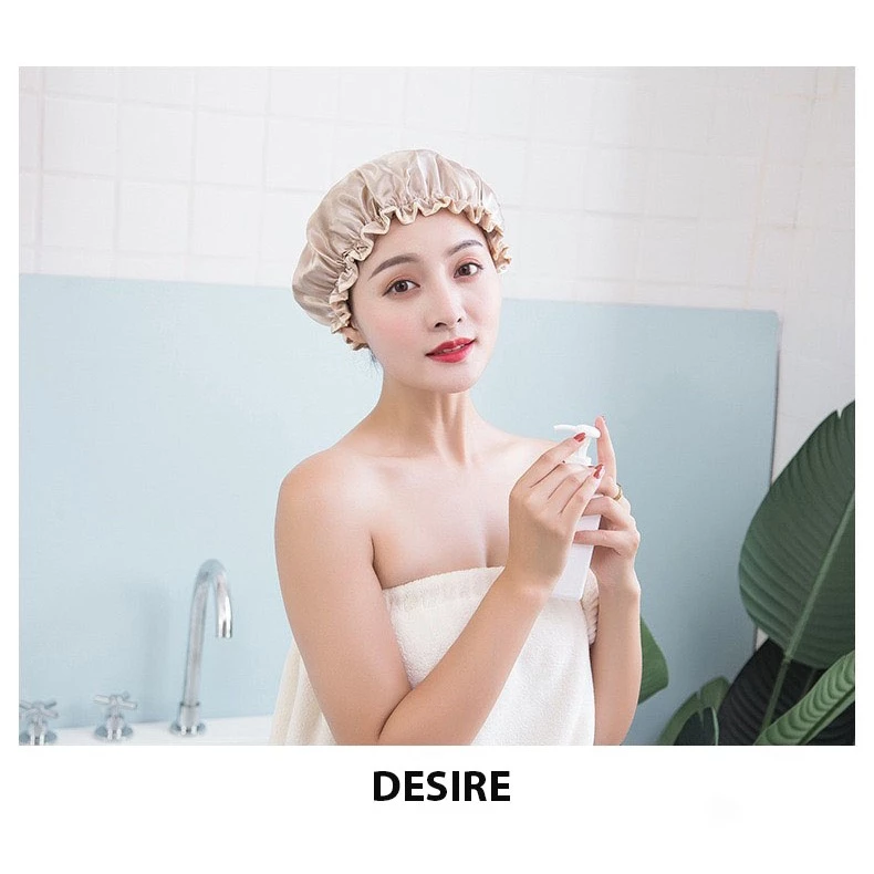 Desire Store, Mũ tắm, mũ ủ tóc Lụa satin bóng 2 lớp dày dặn chống thấm nước tốt TT-001 image 5 of 13