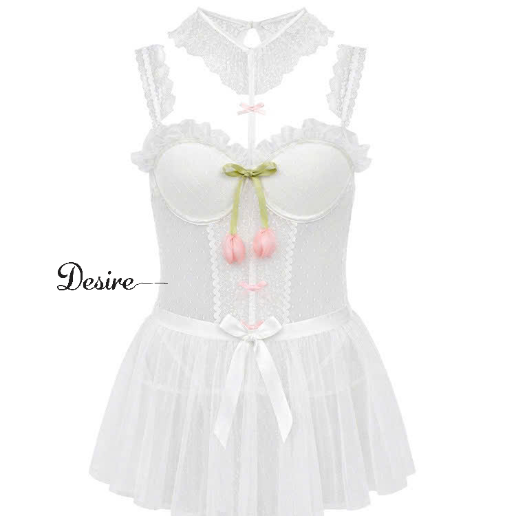 Desire Store, Váy ngủ ren Cosplay Cô Dâu có mút ngực - Đồ ngủ Bride kèm khăn voan sexy gợi cảm DESIRE 10159 (Bridal Cosplay Lace Negligee - Sexy Bride Lingerie Set with Veil DESIRE 10159) image 5 of 8
