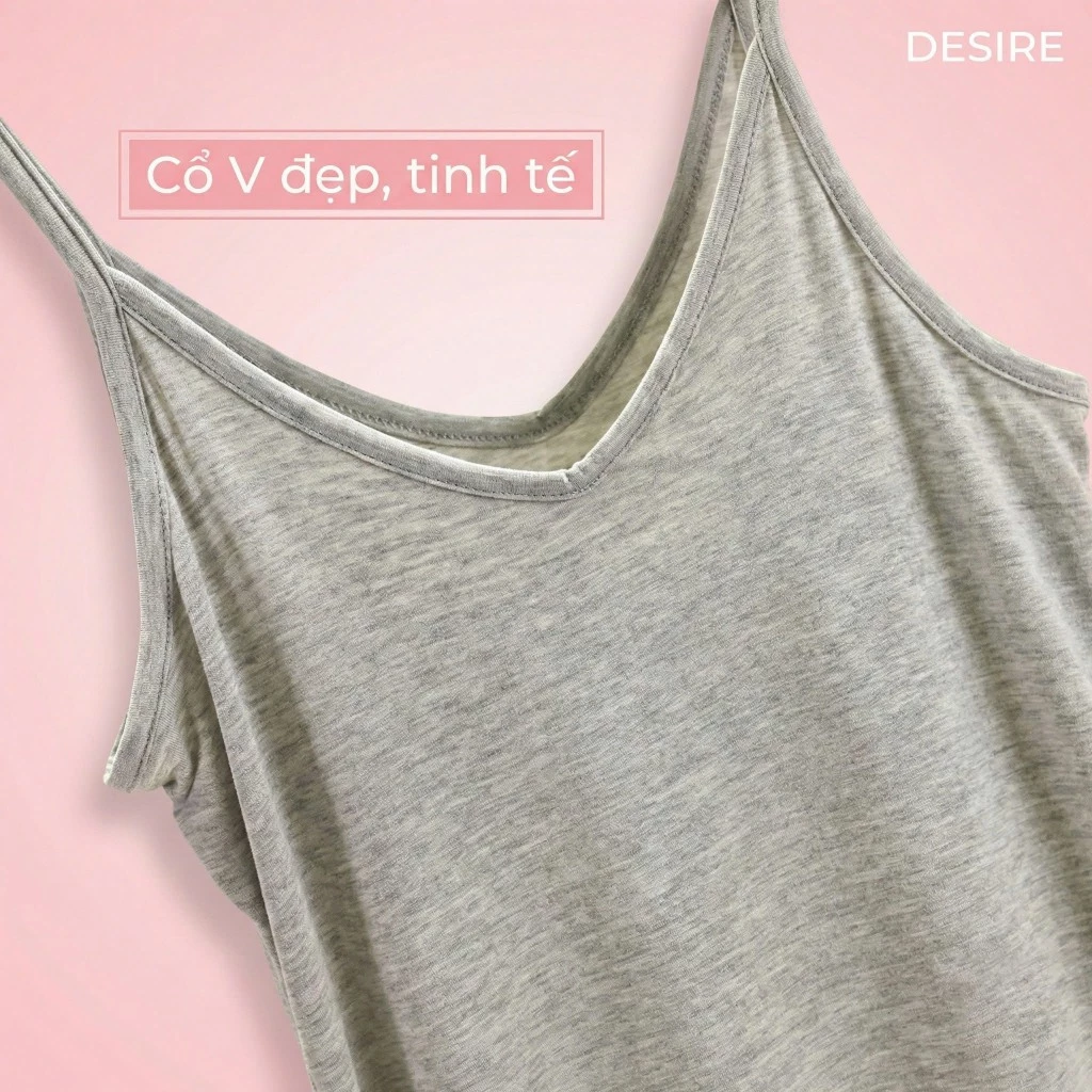 Desire Store, Váy ngủ mặc lót Nữ cổ V chất thun Modal Gỗ sồi cao cấp - Váy hai dây mặc trong mềm mịn dáng ôm DESIRE BTM-1009 image 7 of 21