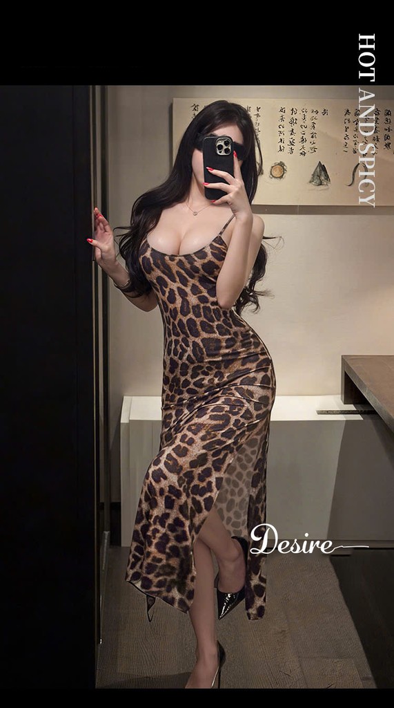 Desire Store, 6543 Đầm Ngủ Da Báo Body Hai Dây Xẻ Tà - Váy Ngủ Sexy Hở Lưng Đan Dây Lả Lơi Desire  image 3 of 9