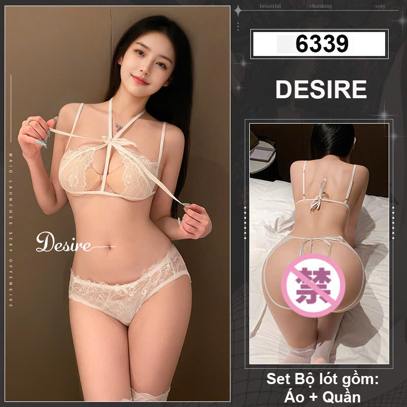 Desire Store, Bộ đồ lót ren cột dây xuyên thấu DESIRE VN-6339 - Nội y Trắng image 12 of 18