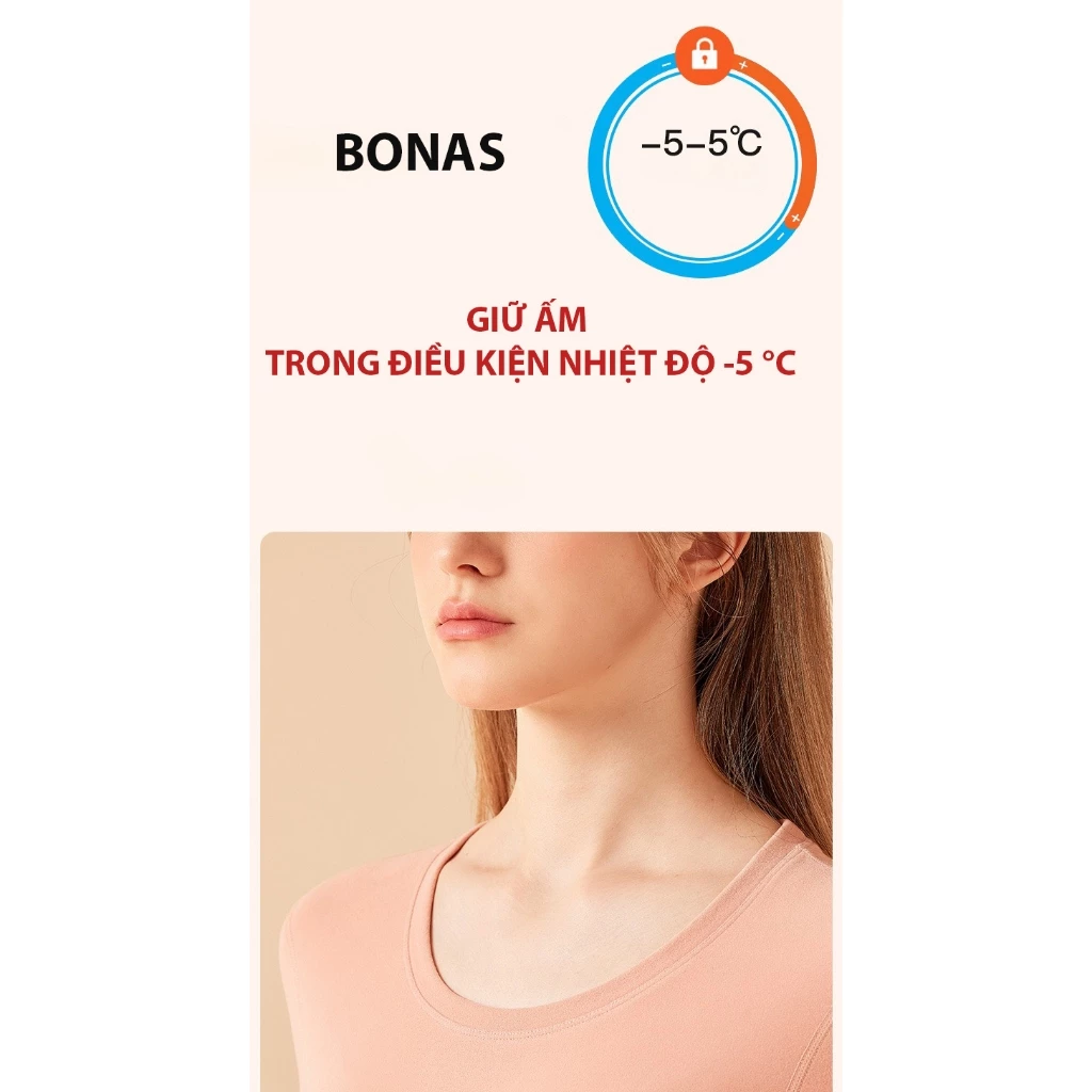 Desire Store, Đồ Bộ giữ nhiệt lót nhung hai mặt chính hãng BONAS cao cấp siêu nhẹ ôm body cổ tròn AGN-003 image 8 of 12