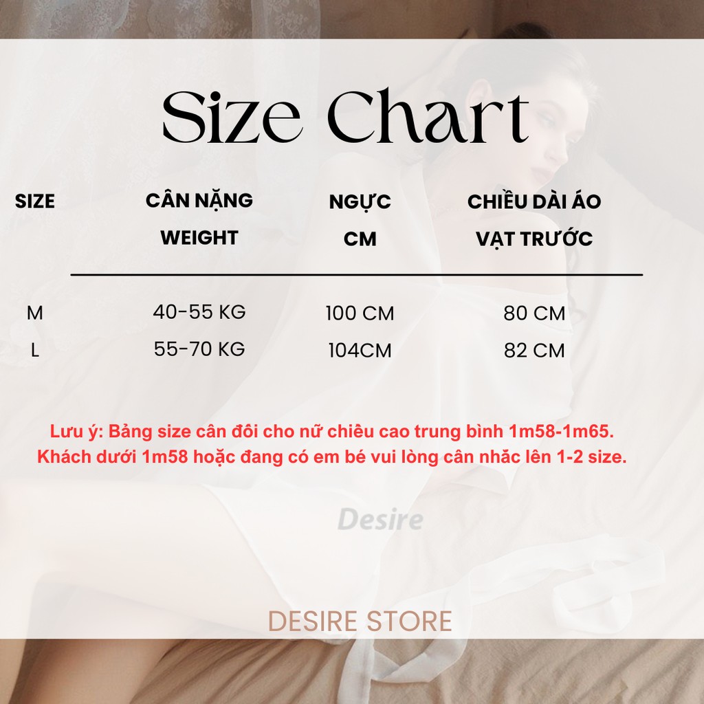 Desire Store, Áo sơ mi ngủ voan lụa tay lửng cao cấp mềm mịn kèm chip lọt khe VN-243 image 7 of 13