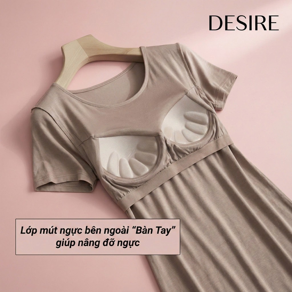 Desire Store, Áo thun ngắn tay có mút ngực thun Vicose cao cấp A2302 image 5 of 20