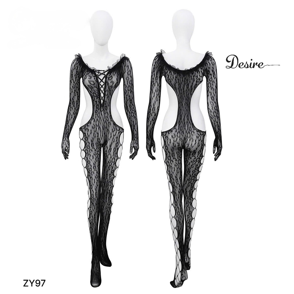 Desire Store, Bộ Bodysuit ren lưới xuyên thấu - Bộ đồ ngủ liền thân sexy gợi cảm hàng cao cấp DESIRE ZY97 (Sheer mesh lace bodysuit - Sexy one-piece lingerie DESIRE ZY97) image 4 of 8