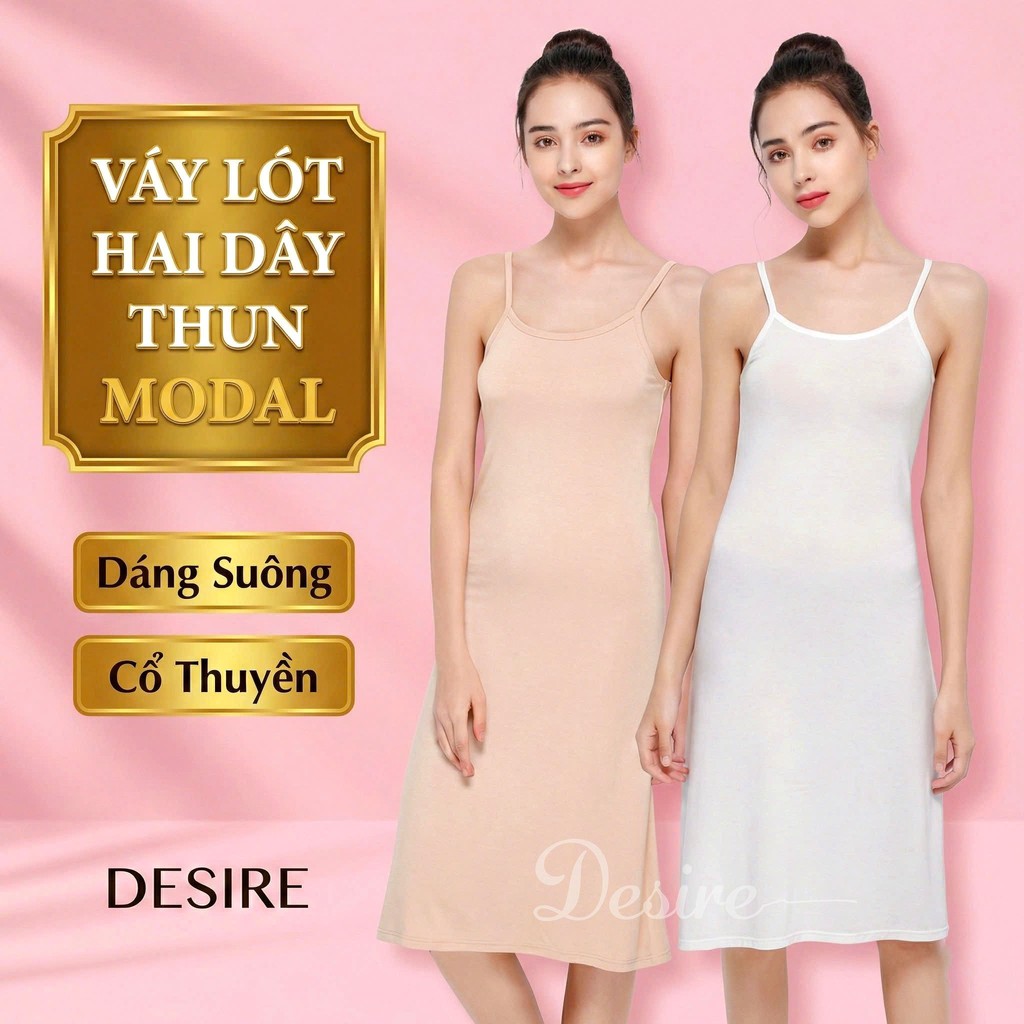 Desire Store, Đầm hai dây - Váy hai dây mặc lót thun modal (Gỗ sồi) dáng suông cổ thuyền Desire VNN-0044N image 1 of 22