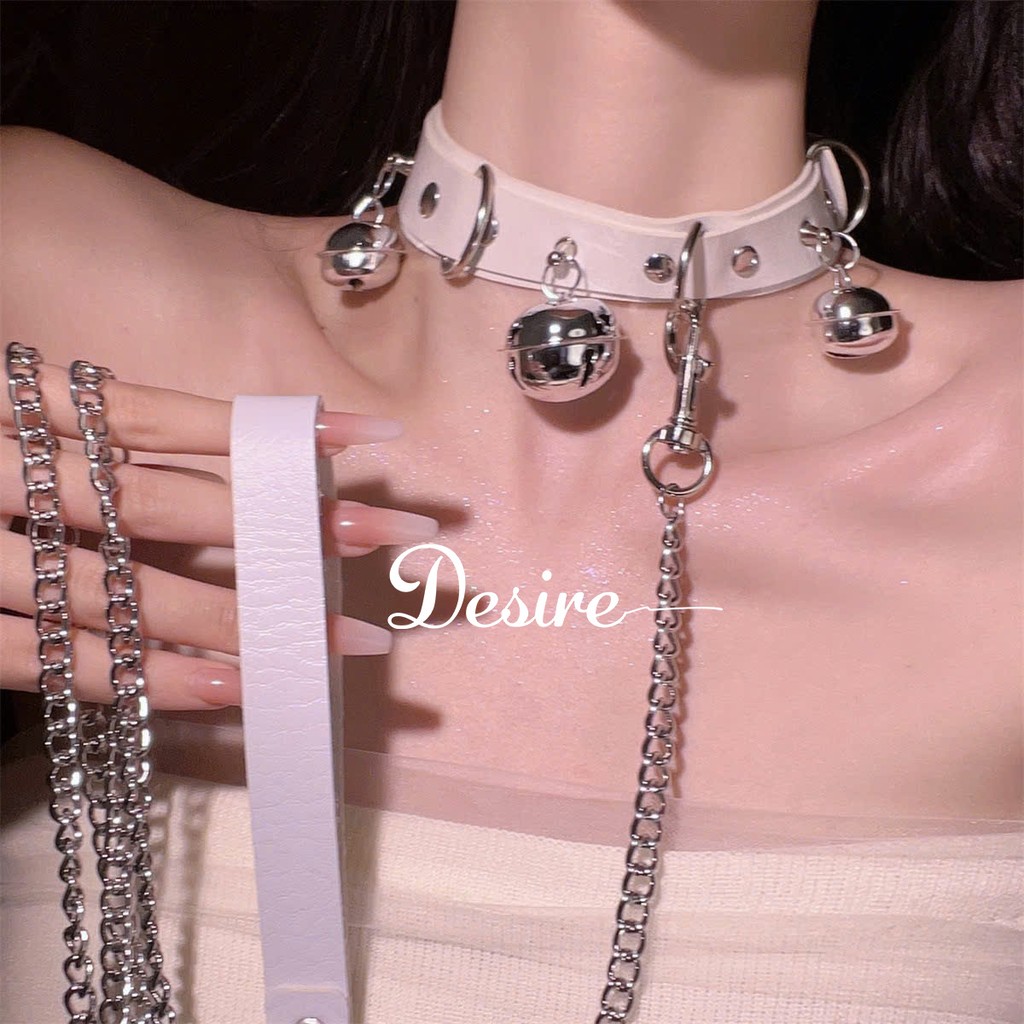 Desire Store, Vòng cổ da PU có chuông kèm xích tình yêu phụ kiện phòng the DESIRE VC-001 image 3 of 12