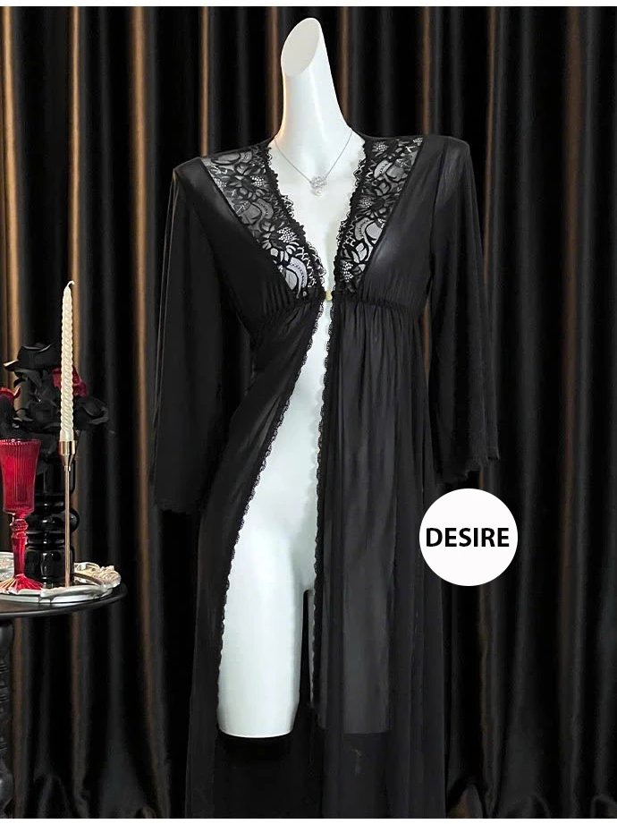 Desire Store, Áo choàng ren dáng dài cài ngực trước gợi cảm sang trọng DESIRE VN-84491 image 3 of 11