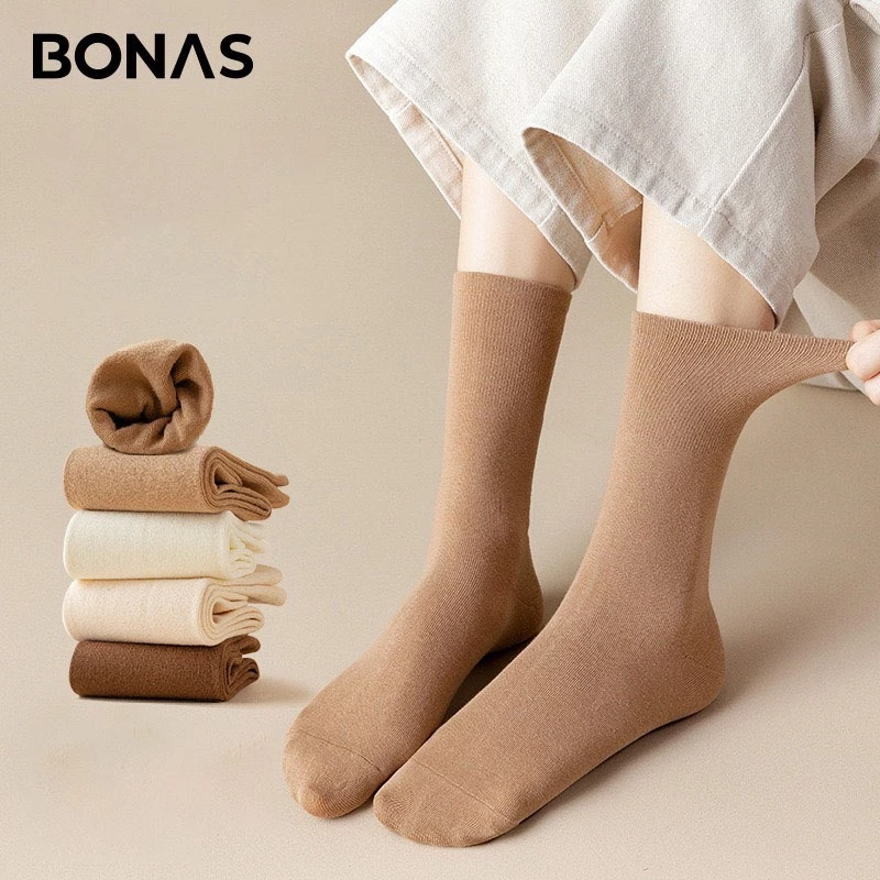 Desire Store, Tất len nữ cổ cao chính hãng BONAS Style Nhật Bản chất đẹp cao cấp phong cách đơn giản sang trọng MW-1887 image 2 of 15