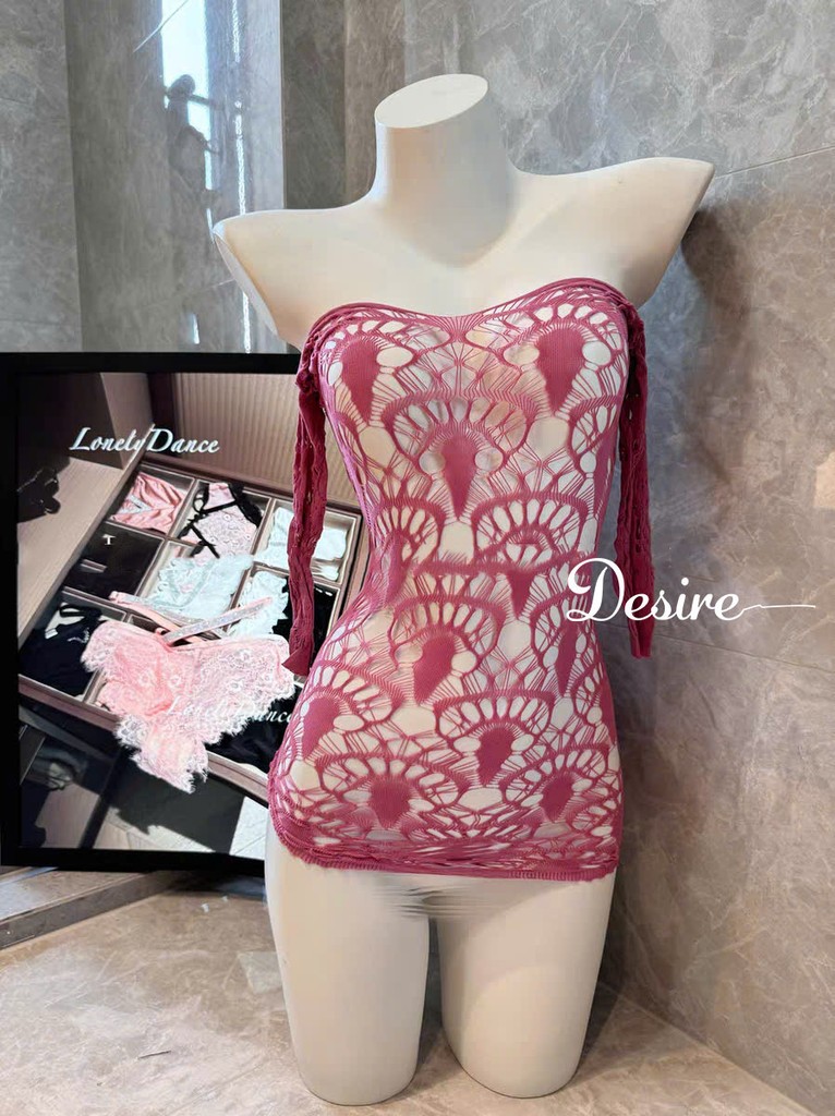 Desire Store, Váy Ngủ Nữ Sexy Ren Lưới Xuyên Thấu - Đầm Ngủ Ôm Body Trễ Vai Gợi Cảm Tôn Dáng DESIRE VN-7547 image 8 of 11