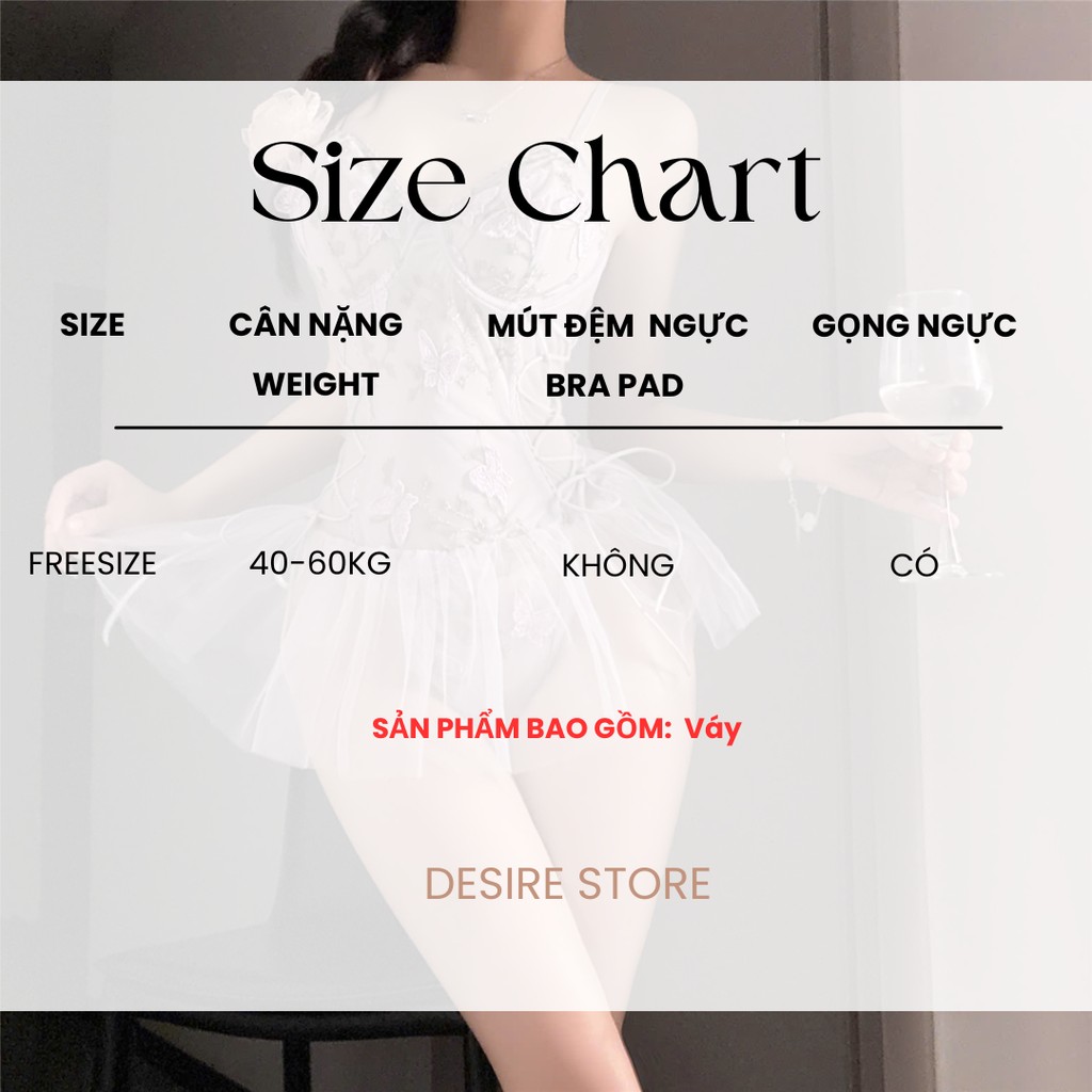 Desire Store, Váy Ngủ Sexy Bodysuit Ren - Đồ Ngủ Liền Thân Xuyên Thấu Gợi Cảm Phong Cách Nàng Thơ DESIRE VN-1306 image 9 of 11