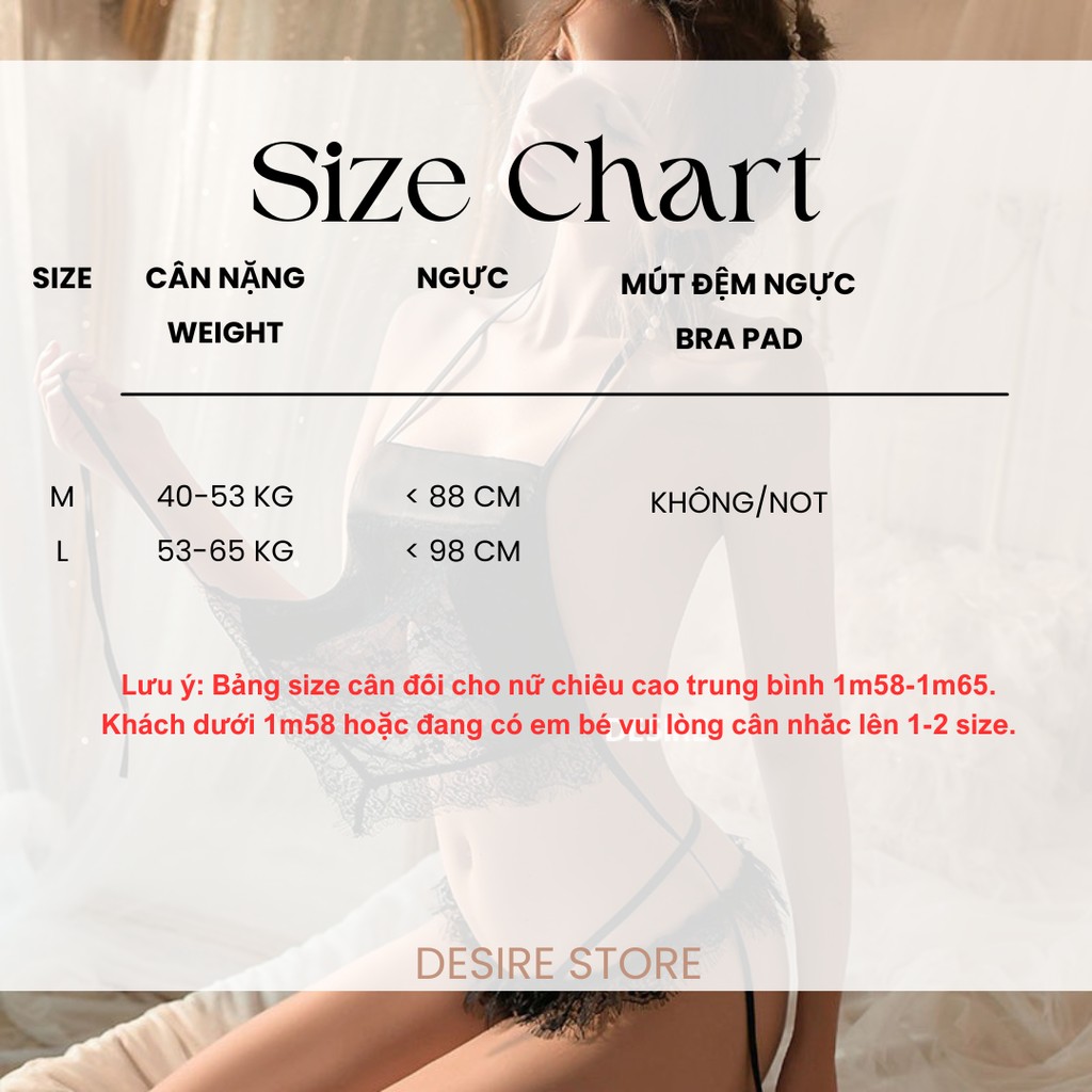 Desire Store, Bộ đồ ngủ yếm lụa cột dây quần xẻ đáy sexy gợi cảm DESIRE VN-8833 image 30 of 33