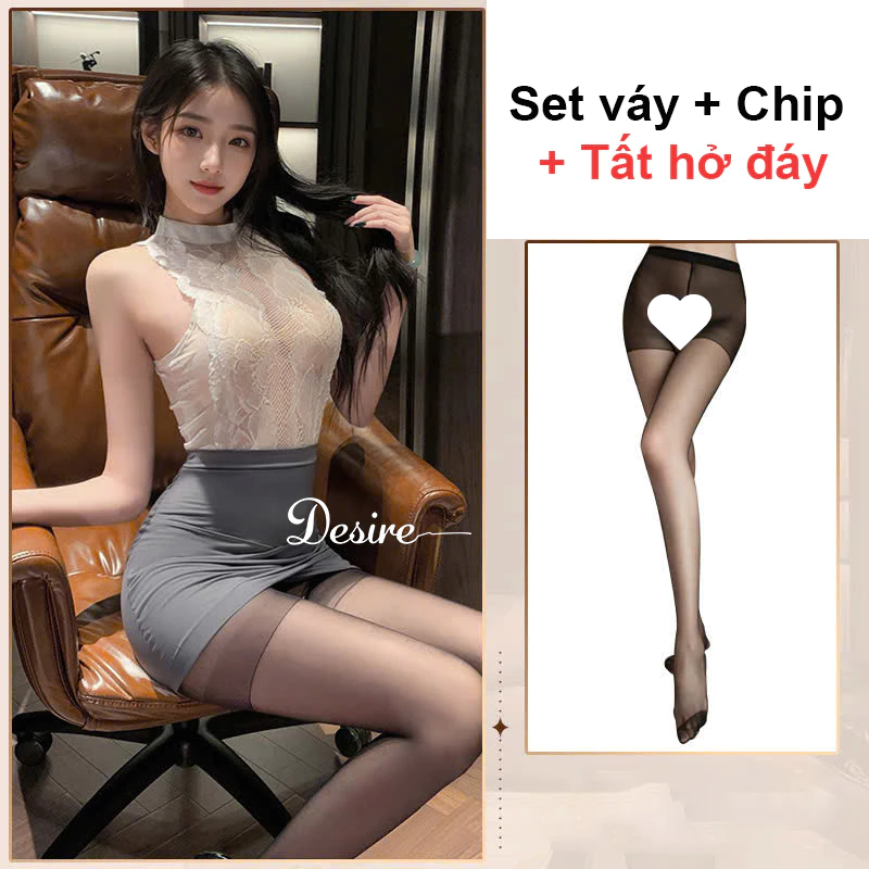 Desire Store, Bộ đồ ngủ hóa trang Cosplay Cô Thư Kí gợi cảm DESIRE VN-1142 - Set cơ bản + tất W7 image 10 of 10