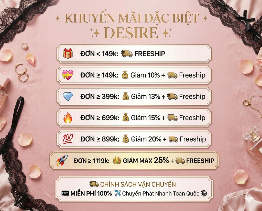 Desire Store - Khuyến mãi giảm giá đặc biệt 2026. Đồ ngủ sexy, Đồ ngủ gợi cảm, Đồ giữ nhiệt nam nữ Đà Nẵng, toàn quốc