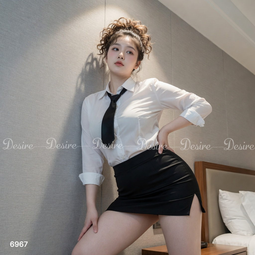 Desire Store, Bộ đồ ngủ hoá trang cosplay CÔ THƯ KÝ (có bigsize)  hàng chính hãng GUIRUO QC loại 1 DESIRE  - 6967 (SECRETARY Cosplay Lingerie/Sleepwear (Available in Plus Sizes)  – DESIRE - 6967) - Set cơ bản, XXL(75-90kg) image 15 of 16