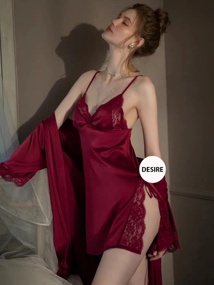 Desire Store, Set Váy và áo choàng ngủ lụa Satin cao cấp mềm mại VN-245 image 3 of 10