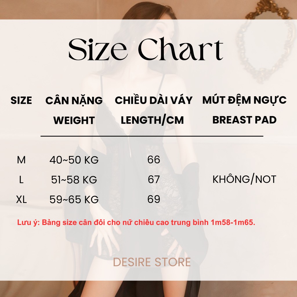 Desire Store, Set Váy ngủ hai dây có mút đệm ngực và áo choàng lụa cao cấp DESIRE VN-1690 image 9 of 29
