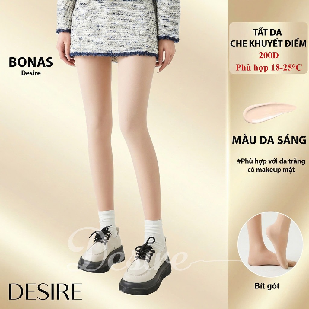 Desire Store, Quần Tất BONAS Chính Hãng 80D 200D 480D - Che Khuyết Điểm, Giữ Ấm, Chống Xước, Chống Tĩnh Điện T-013 - 200D DA SÁNG image 15 of 21