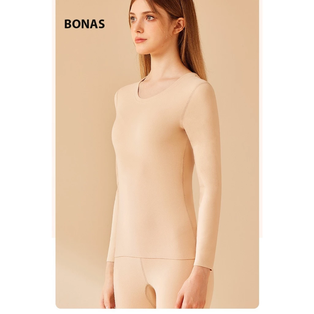 Desire Store, Đồ Bộ giữ nhiệt lót nhung hai mặt chính hãng BONAS cao cấp siêu nhẹ ôm body cổ tròn AGN-003 image 7 of 12