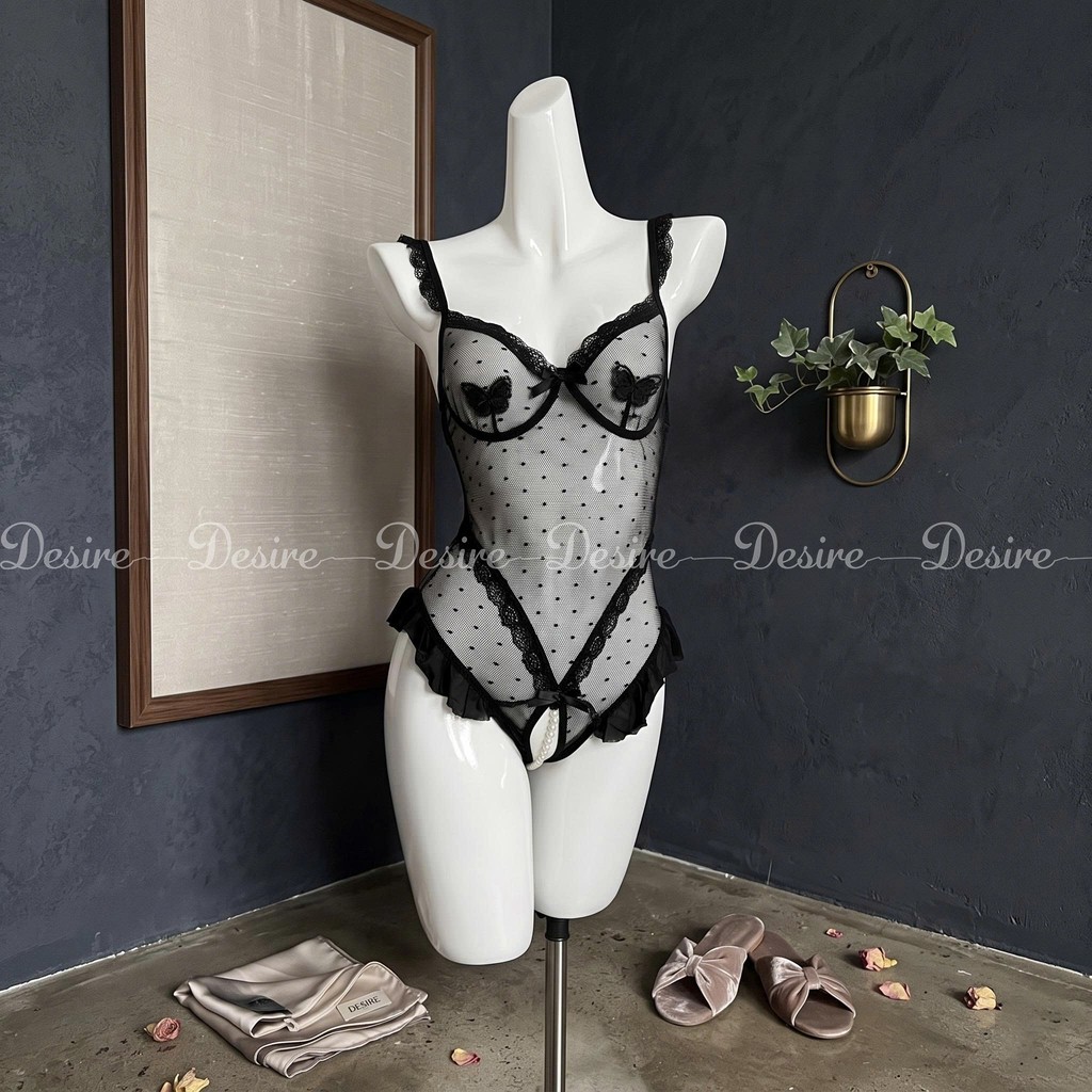 Desire Store, Bodysuit Lưới Chấm Bi Phối Ren Gợi Cảm - Đồ Lót Liền Thân Sexy Thiết Kế Đính Ngọc DESIRE 1322 image 9 of 17