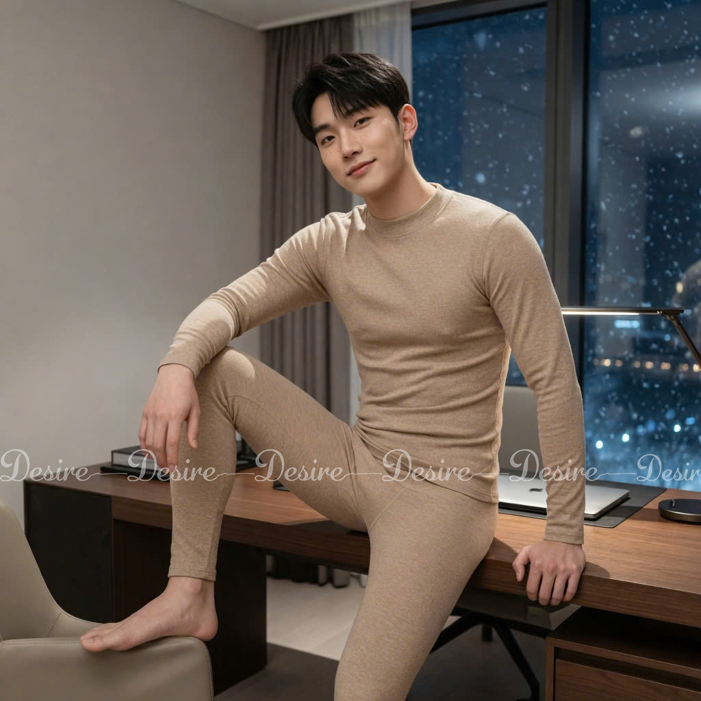 Desire Store, Đồ bộ giữ nhiệt nam lót Len Cashmere cổ cao ấm áp mùa đông cao cấp siêu nhẹ dành cho nam giới DGN-03 (Men's ultra-lightweight thermal set with warm cashmere-blend lining and high-neck design for winter. DGN-03) image 39 of 51